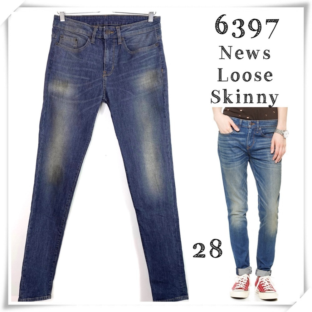6397 The News Loose Skinny Denim Jeans in Dirty Faded Stripe Size 28 Style NP008